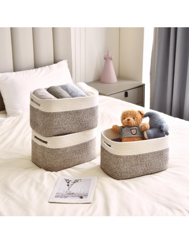 Cestas de Almacenamiento Tejidas Issudata - Paquete de 3, Marrón