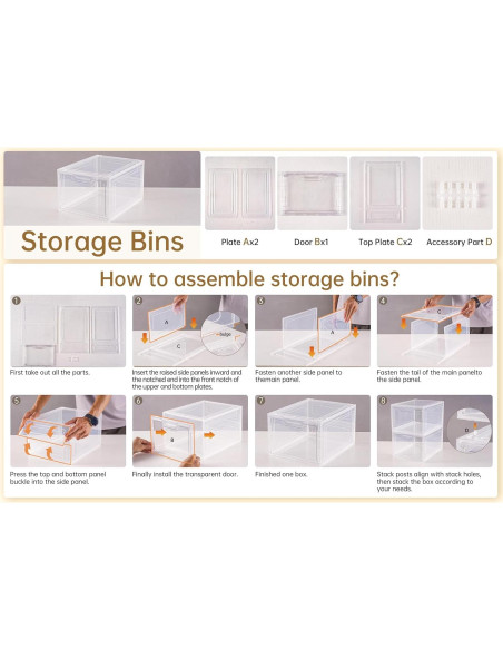 6 Organizadores de Almacenamiento Apilables Freebat 19 Qt