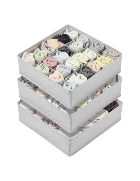 Organizadores de Cajones Vtopmart 3 Pack 64 Celdas Tela Plegable Organizadores de Cajones Vtopmart 3 Pack 64 Celdas Tela Plegable