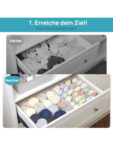 Organizadores de Cajones Vtopmart 3 Pack 64 Celdas Tela Plegable