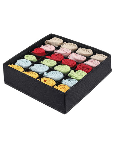 Organizador de Cajones Plegable Boudar 24 Celdas Negro 32x32x10cm