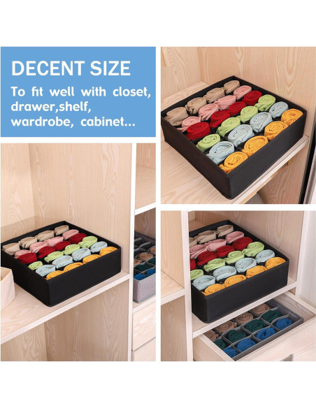 Organizador de Cajones Plegable Boudar 24 Celdas Negro 32x32x10cm Organizador de Cajones Plegable Boudar 24 Celdas Negro 32x32x10cm
