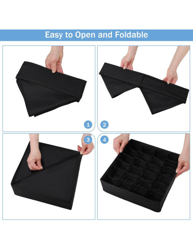 Organizador de Cajones Plegable Boudar 24 Celdas Negro 32x32x10cm