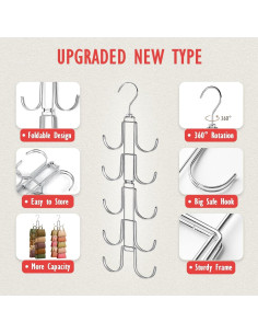 Organizador de Bolsos Genérico con 10 Ganchos, Plegable y Rotatorio 2