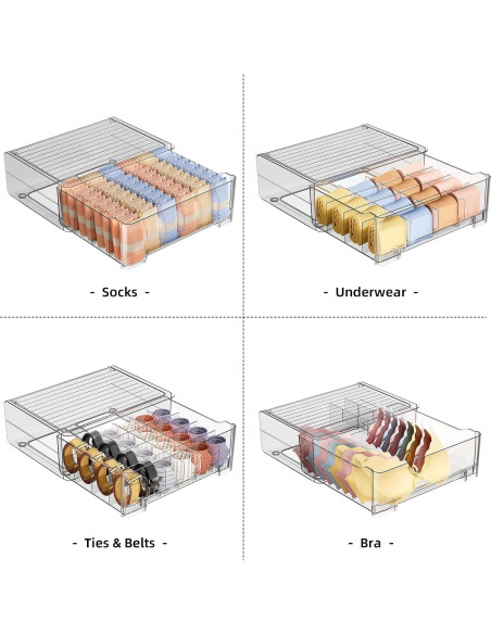 Organizador de Ropa Interior HOYOJA 24 Celdas Transparente Organizador de Ropa Interior HOYOJA 24 Celdas Transparente