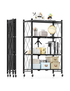 Estante Metálico Plegable HealSmart 4 Niveles 453.6 kg Negro