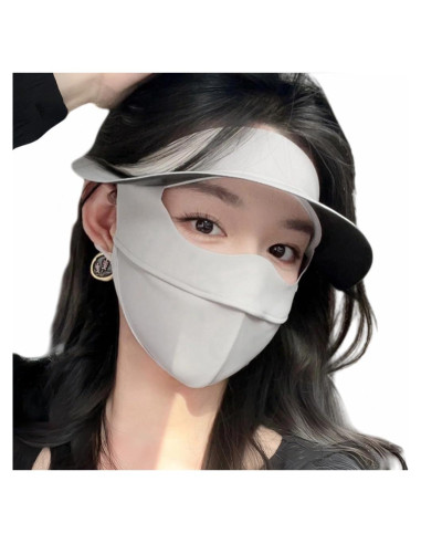 Cubierta Facial Solar UPF 50+ Mujeres Gris Claro Transpirable