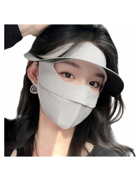 Cubierta Facial Solar UPF 50+ Mujeres Gris Claro Transpirable