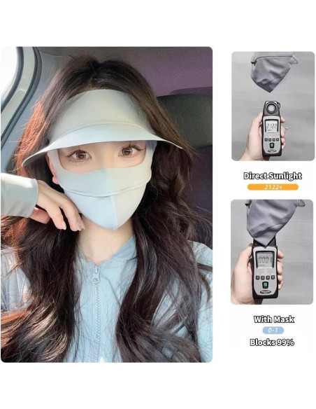 Cubierta Facial Solar UPF 50+ Mujeres Gris Claro Transpirable