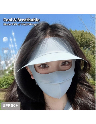 Cubierta Facial Solar UPF 50+ Mujeres Gris Claro Transpirable