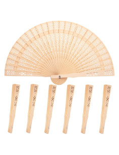 Abanicos Plegables de Madera Vintage JOHAUSE - 6 Paquetes