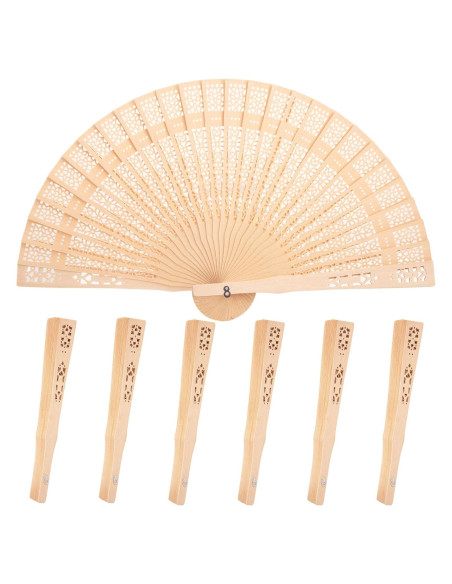 Abanicos Plegables de Madera Vintage JOHAUSE - 6 Paquetes