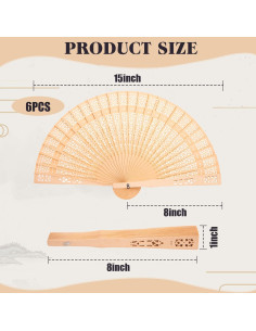 Abanicos Plegables de Madera Vintage JOHAUSE - 6 Paquetes 2