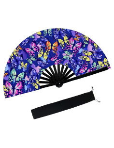 Abanico Plegable de Mano dmjuncong Mariposa 64.8 cm Neon