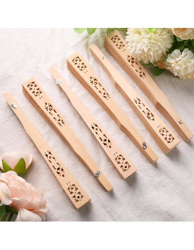 Abanicos Plegables de Madera Vintage JOHAUSE - 6 Paquetes
