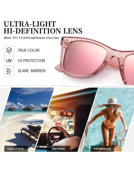 Gafas de sol Myiaur para mujeres polarizadas UV400 rosa