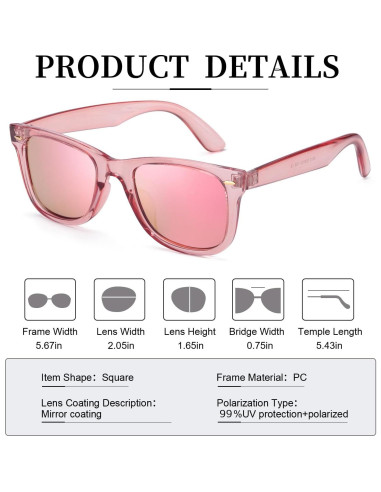 Gafas de sol Myiaur para mujeres polarizadas UV400 rosa