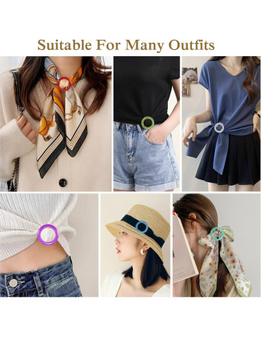 12 Clips de Anillo de Bufanda de Resina para Mujeres - Yasowdkel