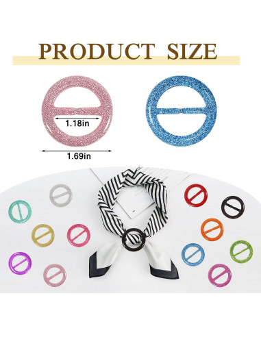12 Clips de Anillo de Bufanda de Resina para Mujeres - Yasowdkel
