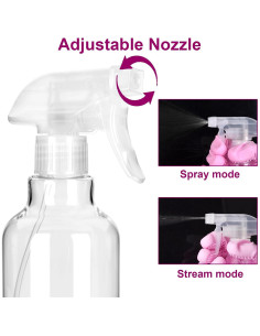 Botellas de Spray HAOERMEI 500ml 2 Pack Ajustable Transparente 2