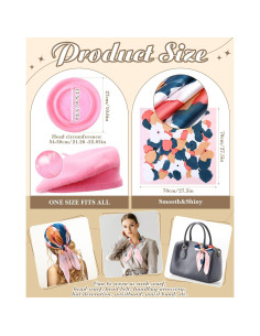 Conjunto de Bufanda de Seda y Sombrero Beret Rosa Shyyween 2