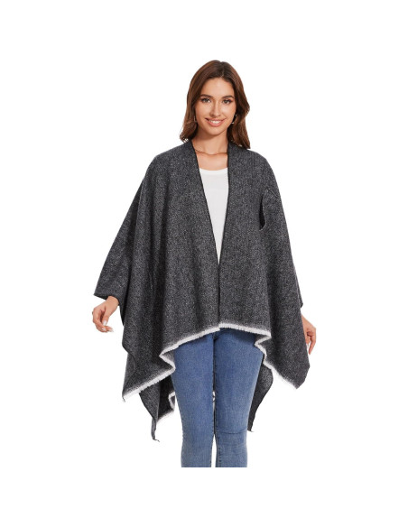 Chal Elegante para Mujeres - Capa Tejida Abierta 135x155cm