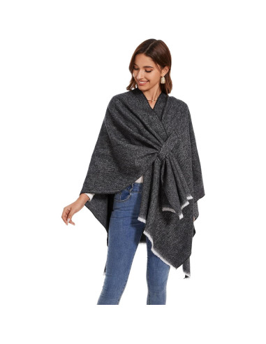 Chal Elegante para Mujeres - Capa Tejida Abierta 135x155cm