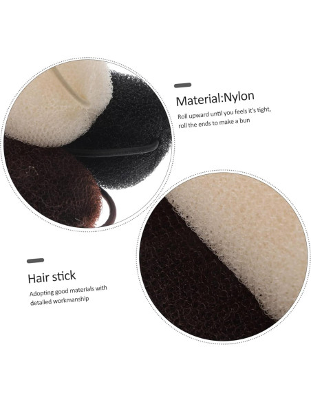 Hacedor de Moño Donut Ipetboom 3 Piezas para Cabello Largo