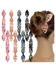 8 Piezas Creador de Moños de Cabello Aswewamt - Estilo Conejo y Flor