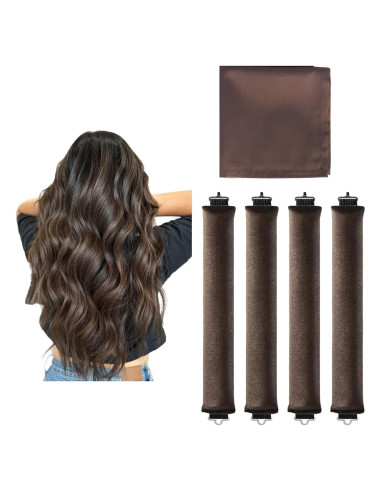 Kit de Rulos Sin Calor Terciopelo Jumbo 4 pcs con Bufanda