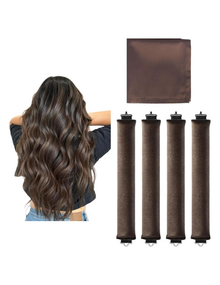 Kit de Rulos Sin Calor Terciopelo Jumbo 4 pcs con Bufanda