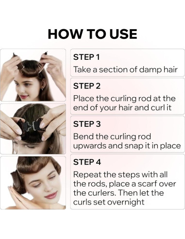 Kit de Rulos Sin Calor Terciopelo Jumbo 4 pcs con Bufanda