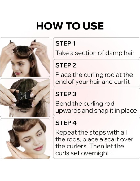 Kit de Rulos Sin Calor Terciopelo Jumbo 4 pcs con Bufanda