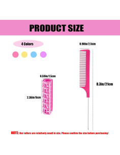 Juego de Rulos de Plástico ZMD 28PCS 1.5cm Rosa Sin Calor 2