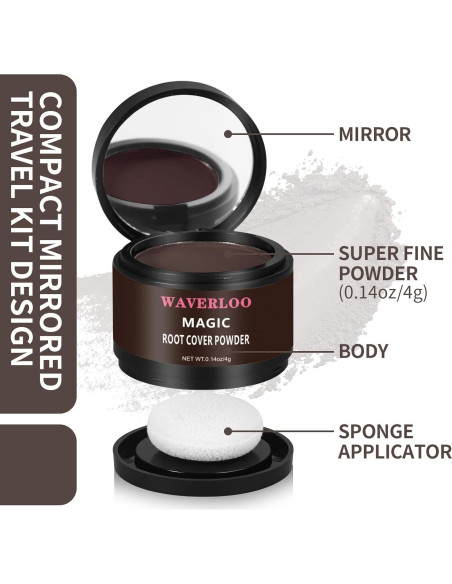 Waverloo Magic Root Cover Up - Polvo para Raíces Marrón Oscuro 28g