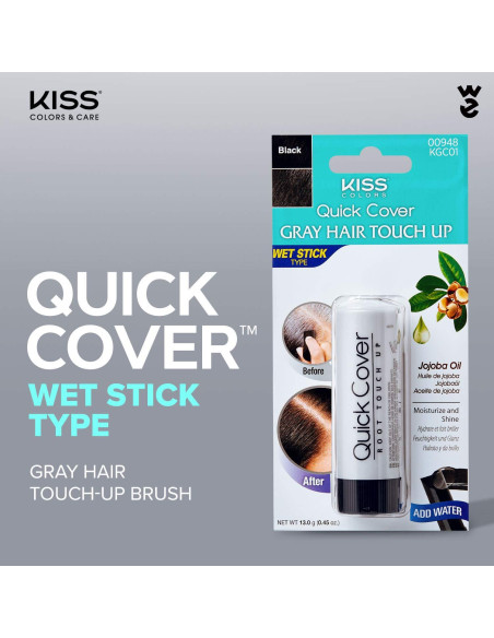 Kiss Retoque Rápido Tinte para Cabello Gris Barra Húmeda 2 Unidades Negro Kiss Retoque Rápido Tinte para Cabello Gris Barra Húmeda 2 Unidades Negro