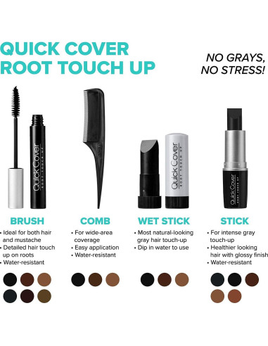 Kiss Retoque Rápido Tinte para Cabello Gris Barra Húmeda 2 Unidades Negro