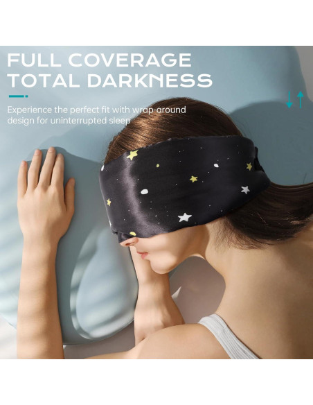 MÁSCARA DE SUEÑO MUSICOZY de Seda Morera Ajustable Negra