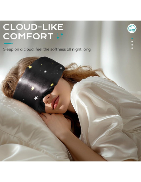 MÁSCARA DE SUEÑO MUSICOZY de Seda Morera Ajustable Negra
