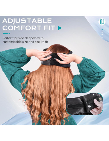 MÁSCARA DE SUEÑO MUSICOZY de Seda Morera Ajustable Negra