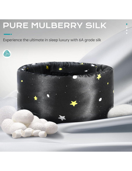 MÁSCARA DE SUEÑO MUSICOZY de Seda Morera Ajustable Negra