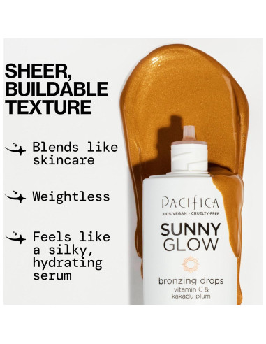 Bronceador Líquido Pacifica Sunny Glow - 40.82g, Brillo Natural