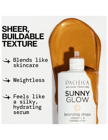 Bronceador Líquido Pacifica Sunny Glow - 40.82g, Brillo Natural