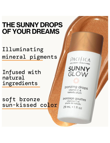 Bronceador Líquido Pacifica Sunny Glow - 40.82g, Brillo Natural