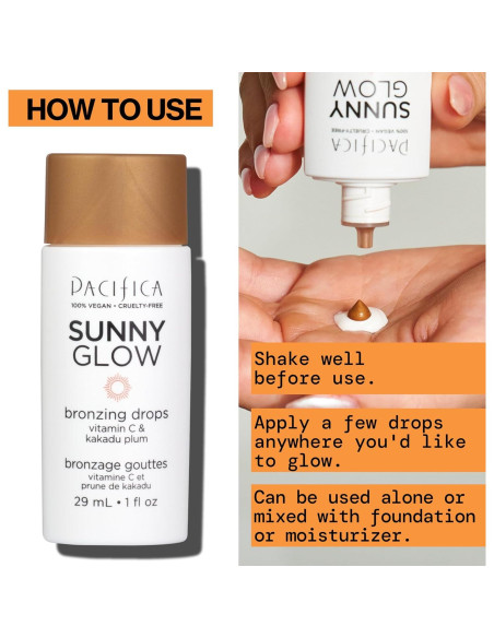 Bronceador Líquido Pacifica Sunny Glow - 40.82g, Brillo Natural