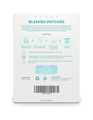 Parche Hidrocoloide para Acné CLEOF - 46 Unidades Vegano