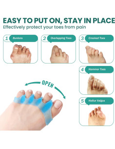 Separadores de Dedos Welnove Azul - 4 Pares de Gel Antideslizante 2