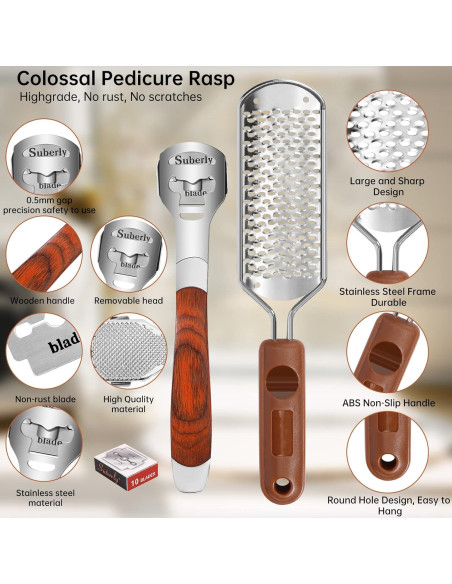 Juego de Lima y Raspador de Callos AEJMYS - 30 Cuchillas
