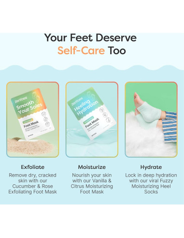 Máscara Hidratante para Pies ZenToes - 3 Pares, Aroma Vainilla