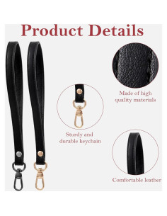 Correa de Muñeca 2 Pcs Heclia Cuero PU Negro 19 cm 2